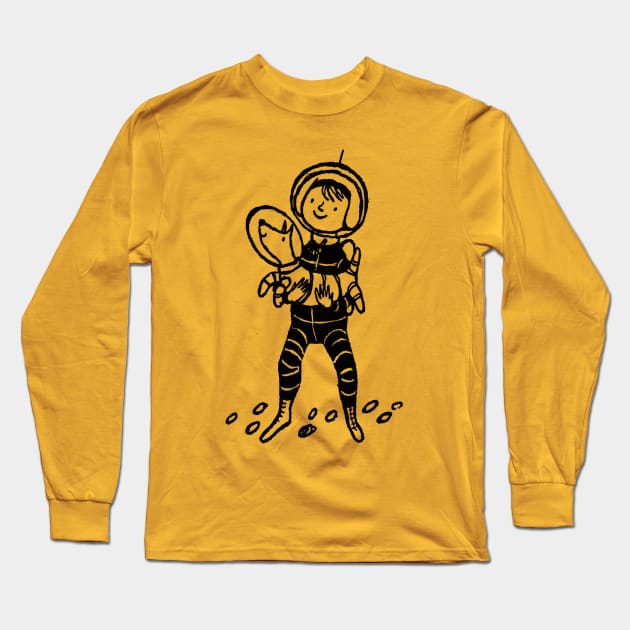 Vintage 60s Mid Century Space Boy & Dog Illustration Long Sleeve T-Shirt by CultOfRomance